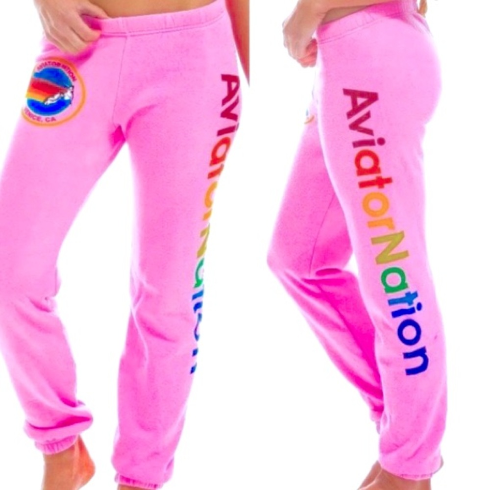 AVIATOR NATION SWEATPANTS - NEON PINK